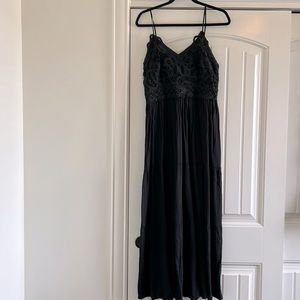Black crocheted top long black dress size large